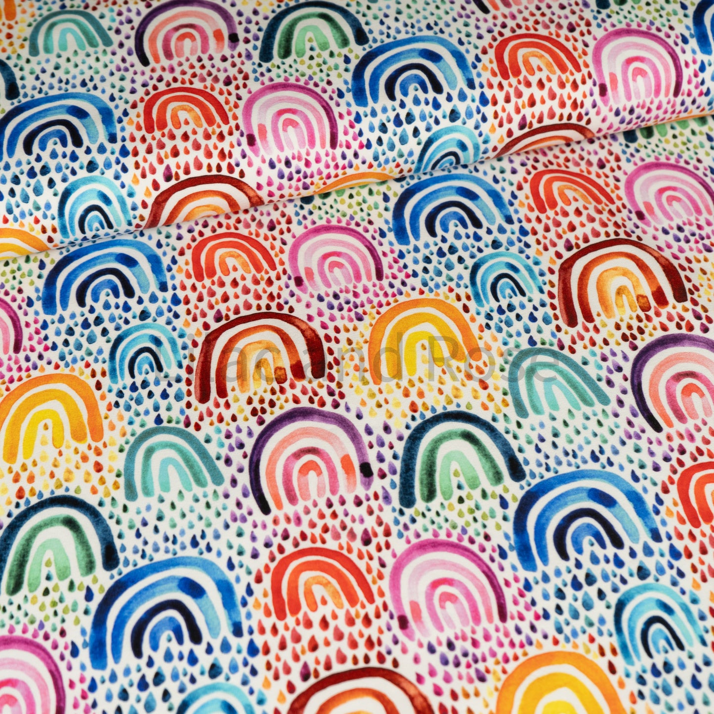 Remnant 44cm - Cotton Jersey - Bright Rainbows