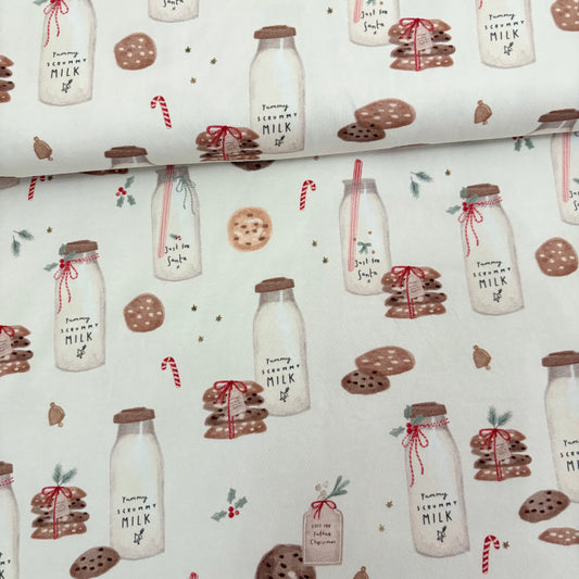 Cotton Jersey - Christmas Cookes and Milk