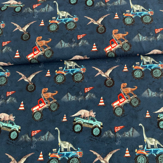 Cotton Jersey - Monster Truck Dinosaurs