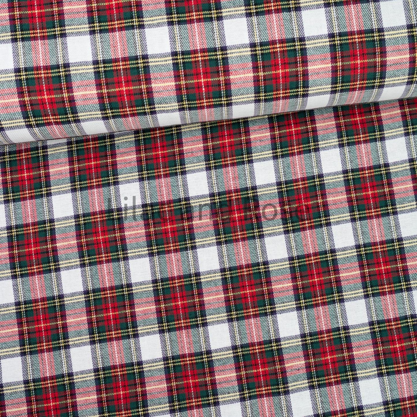 100% Brushed Cotton - Red and White Tartan