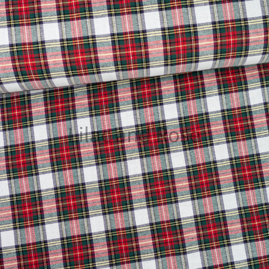 100% Brushed Cotton - Red and White Tartan