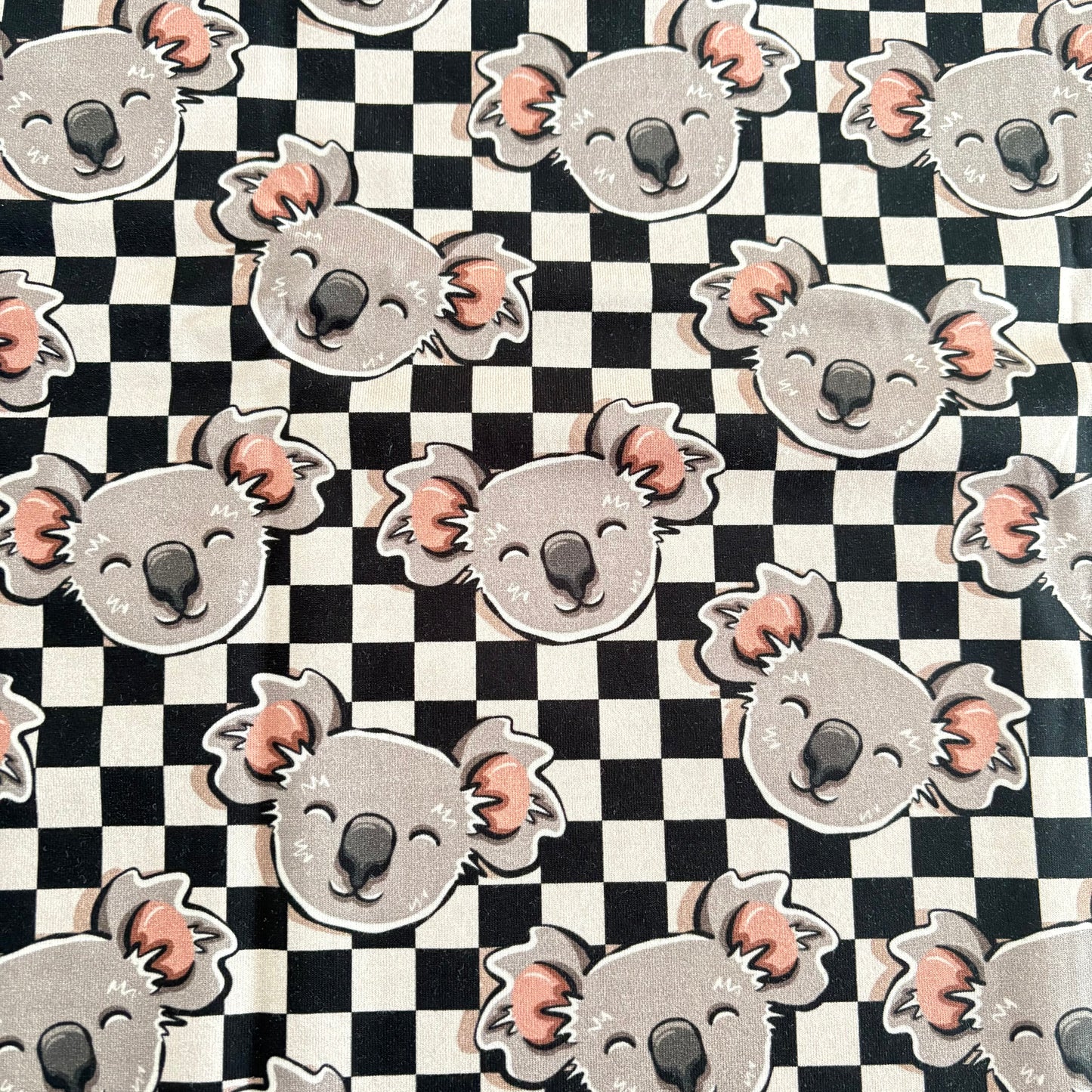 Remnant 55cm - Cotton Jersey - Koalas - Checked (Exclusive)