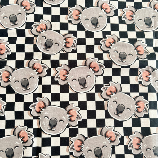 Remnant 55cm - Cotton Jersey - Koalas - Checked (Exclusive)