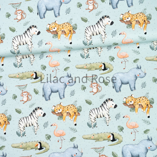 Cotton Jersey - Animal Kingdom - Aqua (Exclusive)