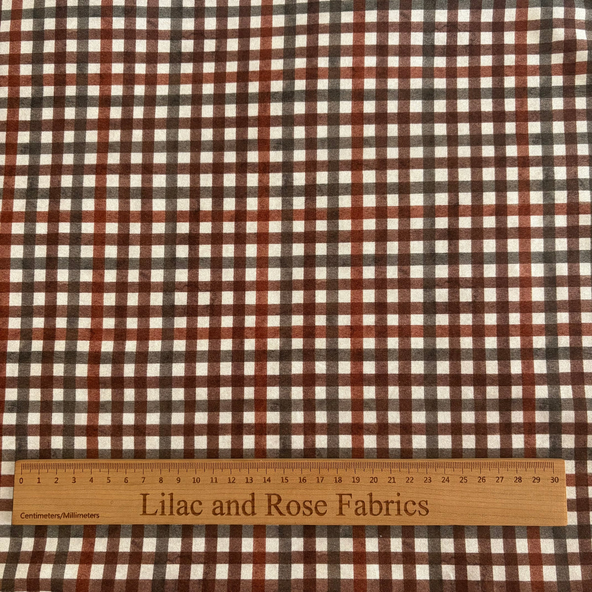 Cotton Jersey - Mini Brown Gingham