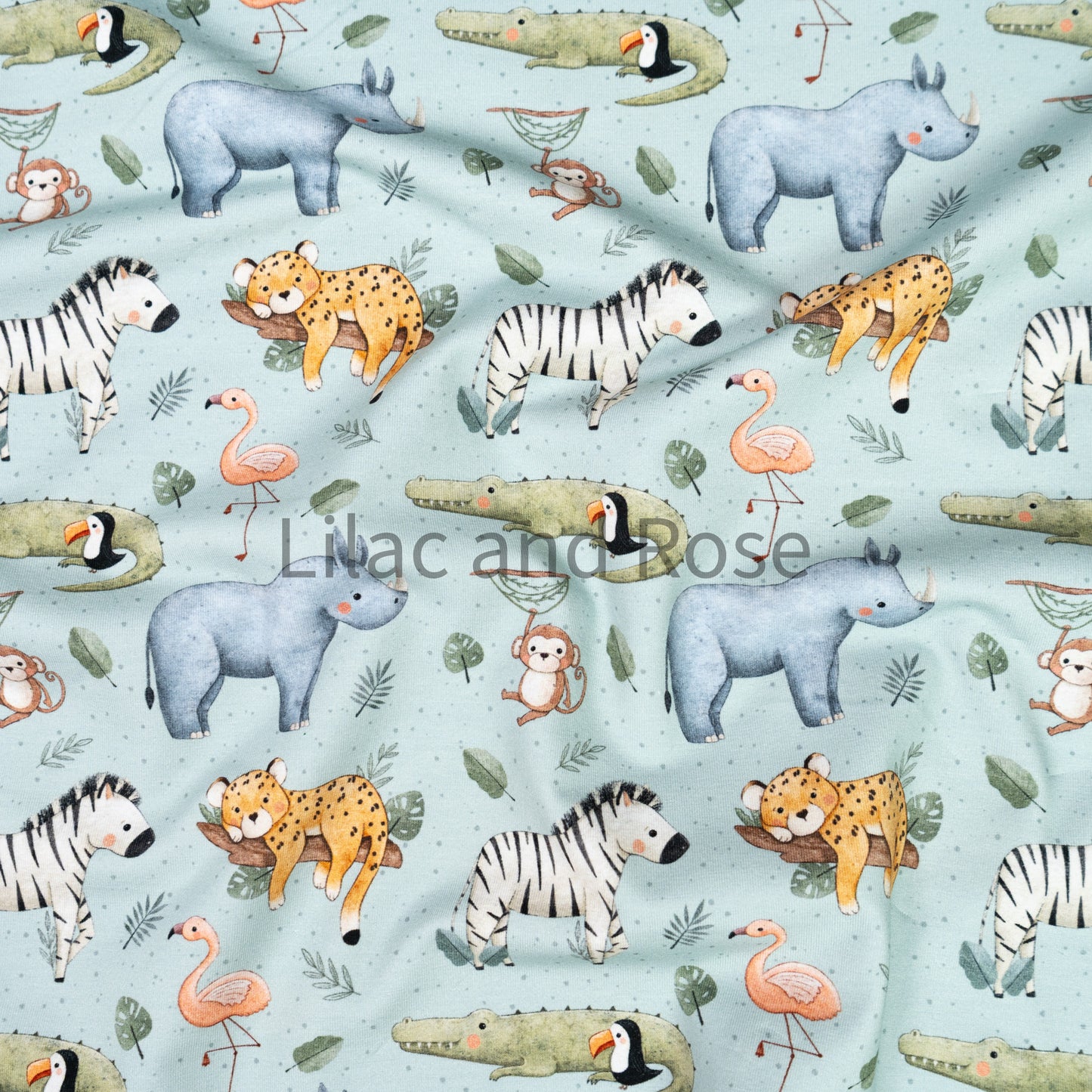 Cotton Jersey - Animal Kingdom - Aqua (Exclusive)