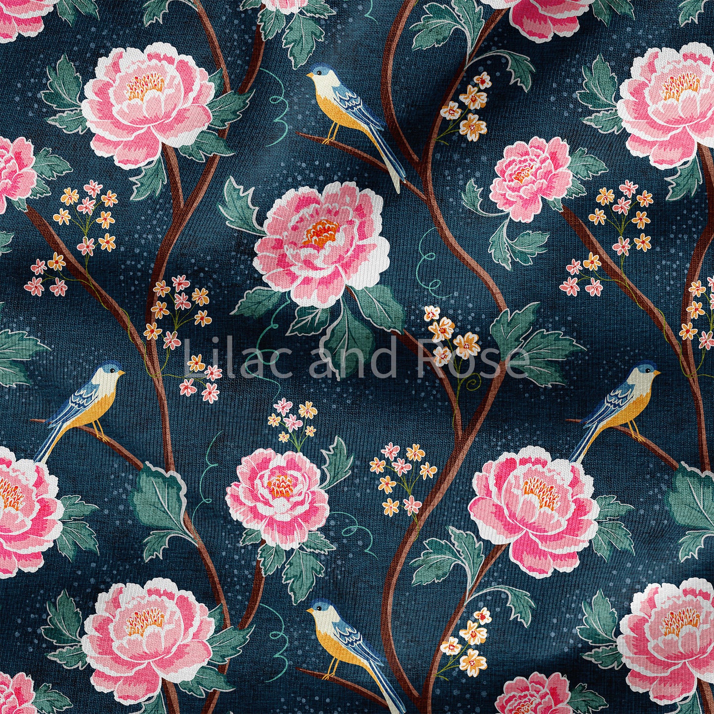 PRE-ORDER - Floral Chintz - Navy Linen