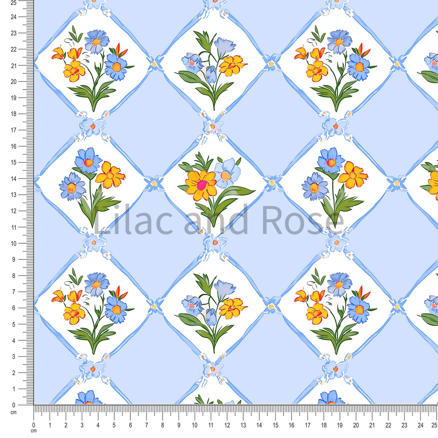 PRE-ORDER - Floral Blue Diamonds