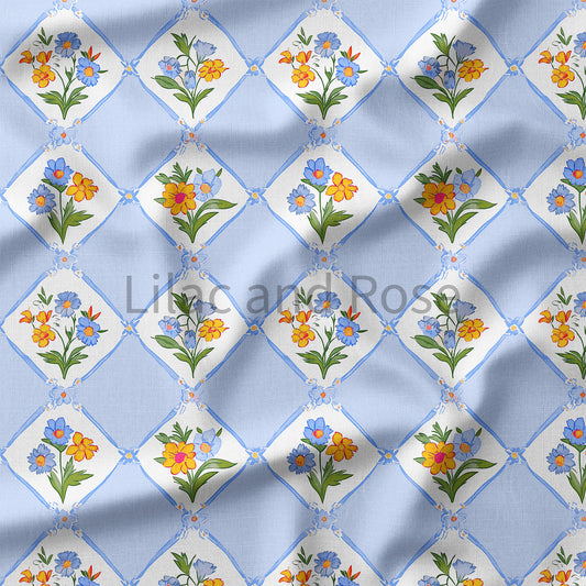 PRE-ORDER - Floral Blue Diamonds