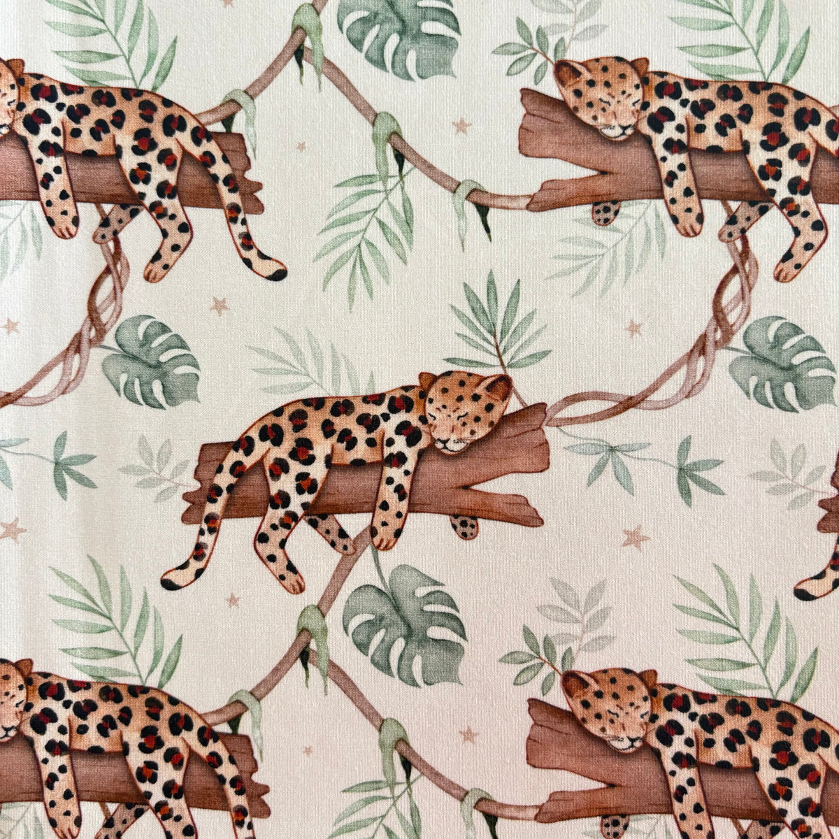 Remnant 53cm - Cotton Jersey - Sleepy Leopards in Mocha (Exclusive)