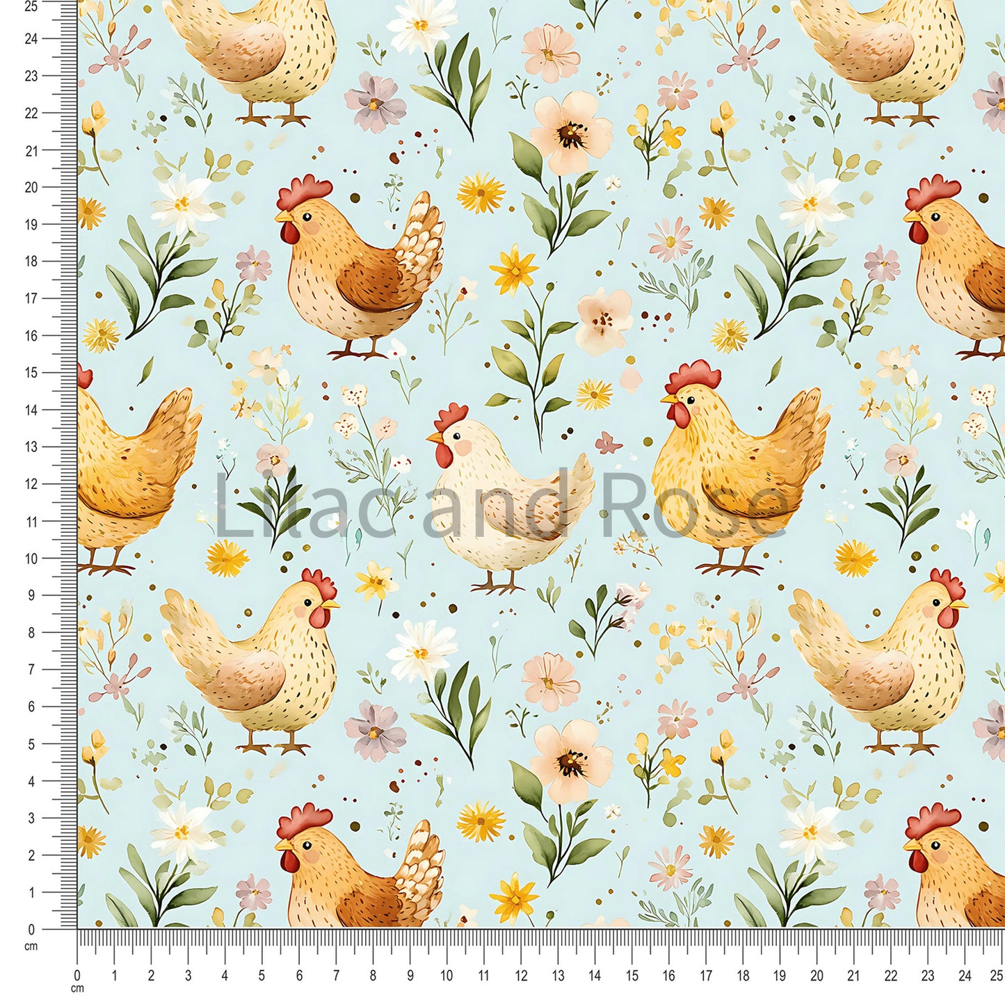 PRE-ORDER - Floral Chickens - Blue