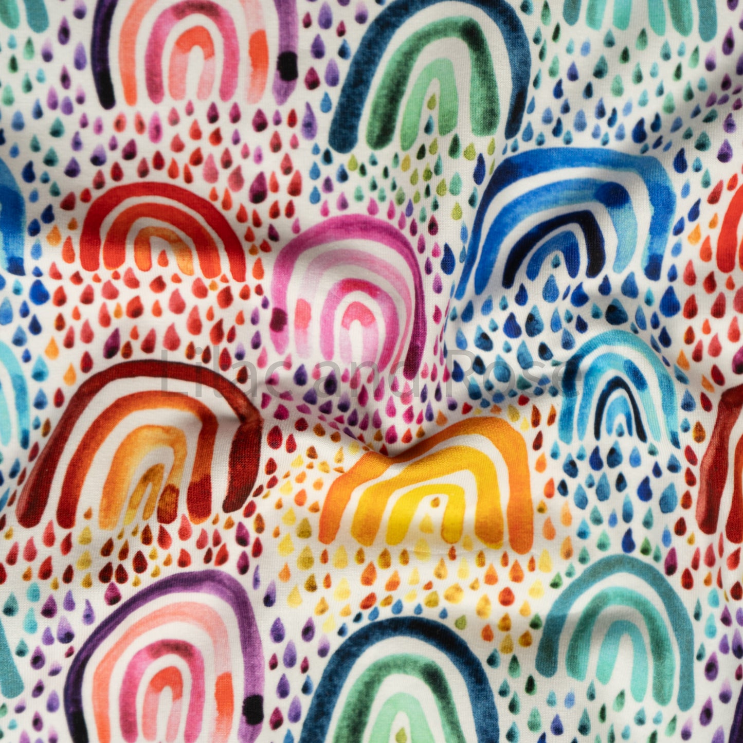 Remnant 44cm - Cotton Jersey - Bright Rainbows