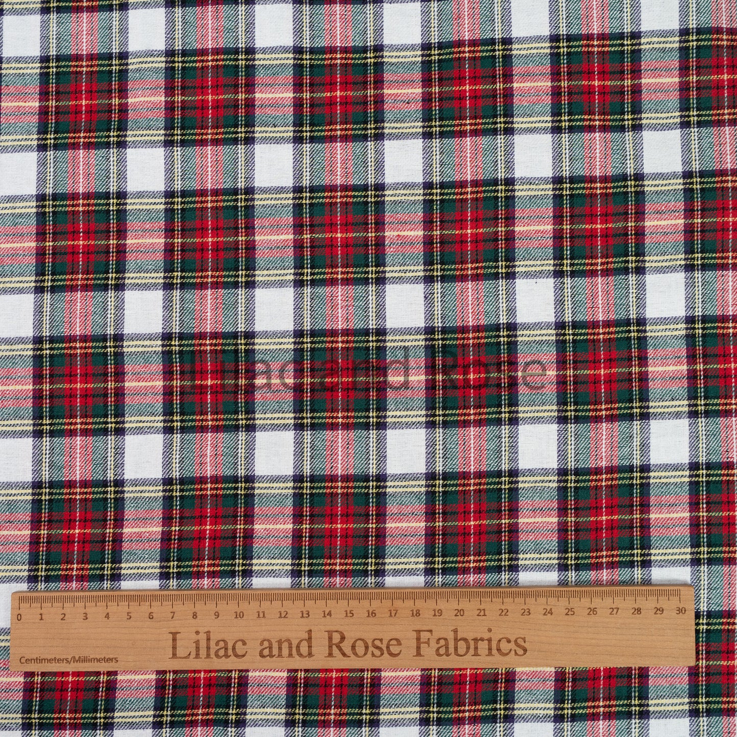 100% Brushed Cotton - Red and White Tartan