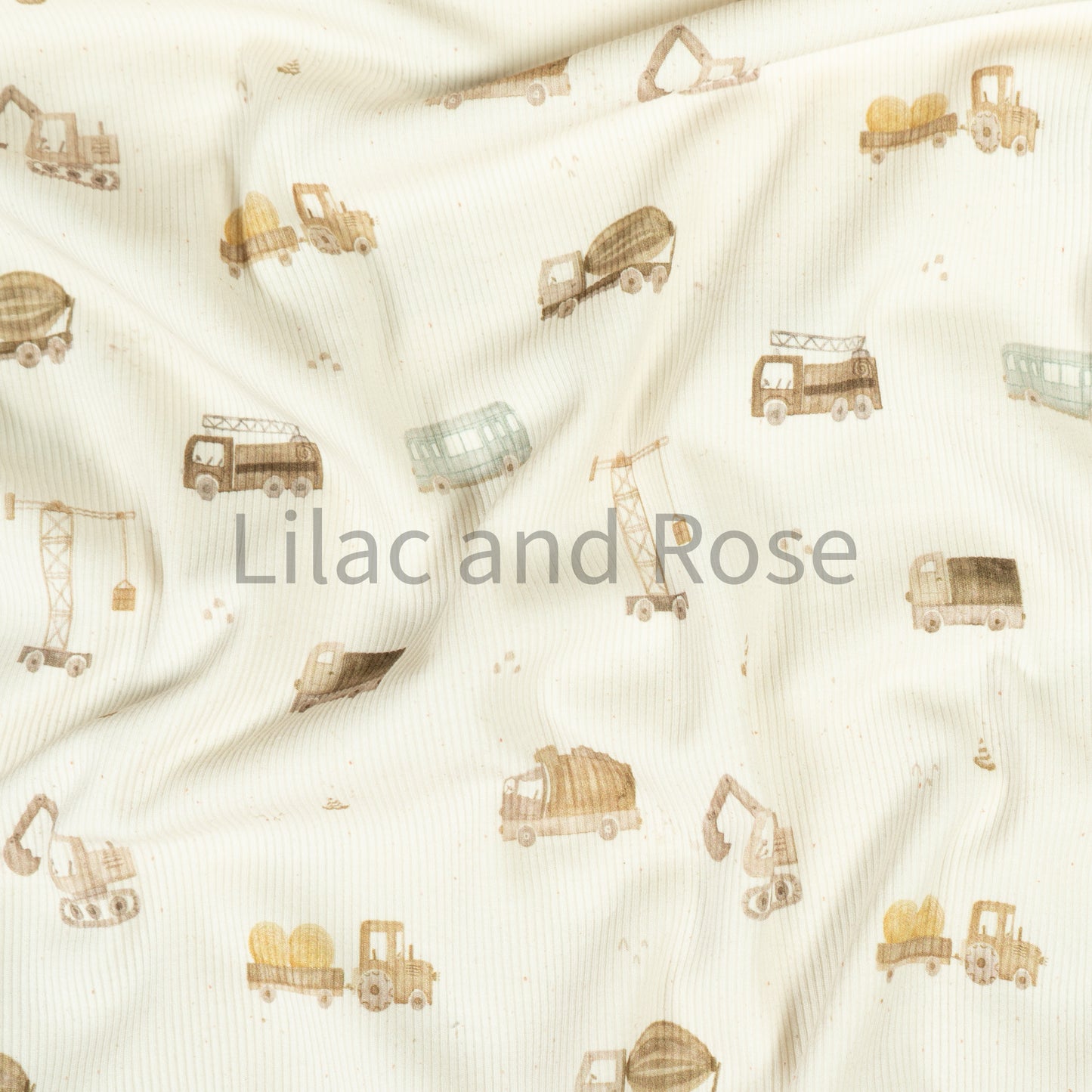 Fine Rib Knit Jersey - Construction Vehicles