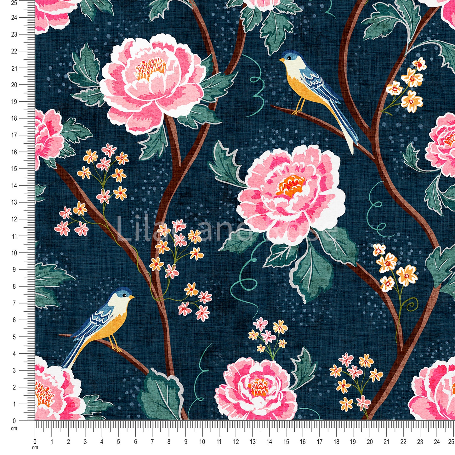 PRE-ORDER - Floral Chintz - Navy Linen