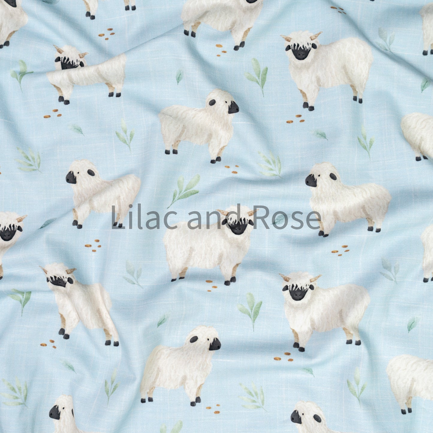 Cotton Jersey - Sheep on Blue