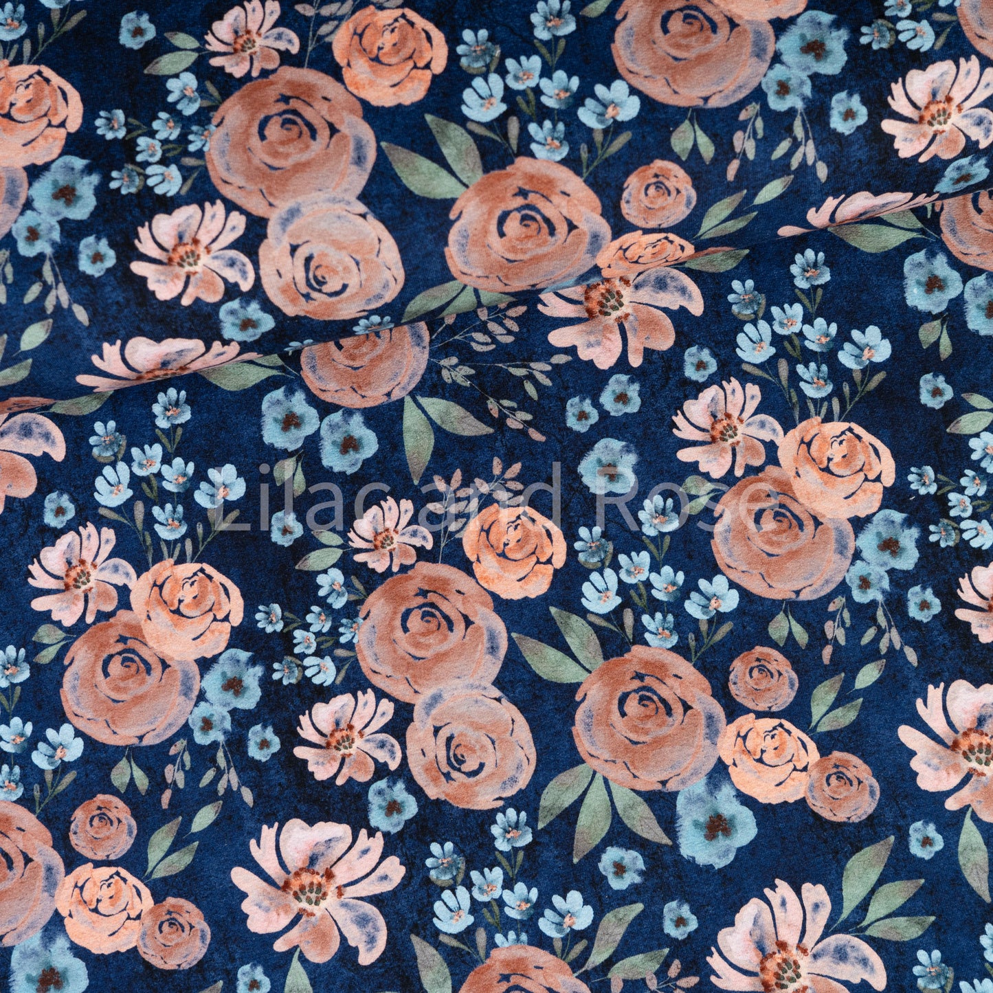 French Terry - Vintage Roses on Navy
