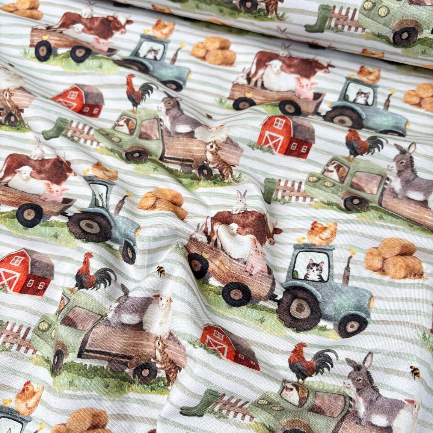 Cotton Jersey - Farm Transport - Stripes