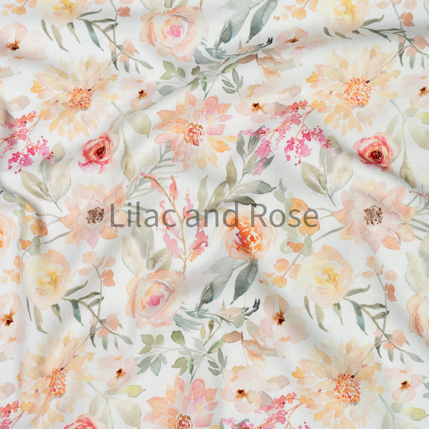 Cotton Twill - Watercolour Dahlias