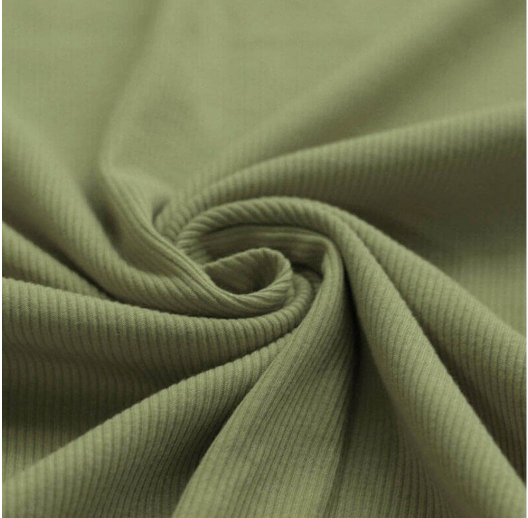 Remnant 45cm - Fine Rib Knit Jersey - Olive