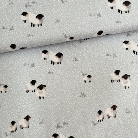 Cotton Jersey - Scandi Sheep -Stone