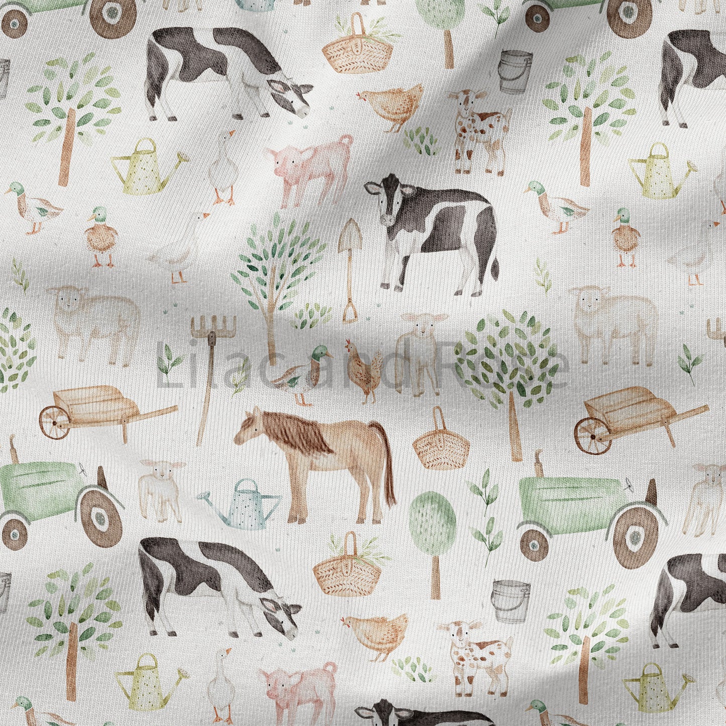 Pre Order - Cotton Jersey - Bramble Farm in Ecru