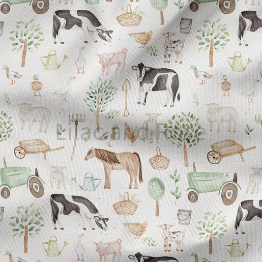 Pre Order - Cotton Jersey - Bramble Farm in Ecru