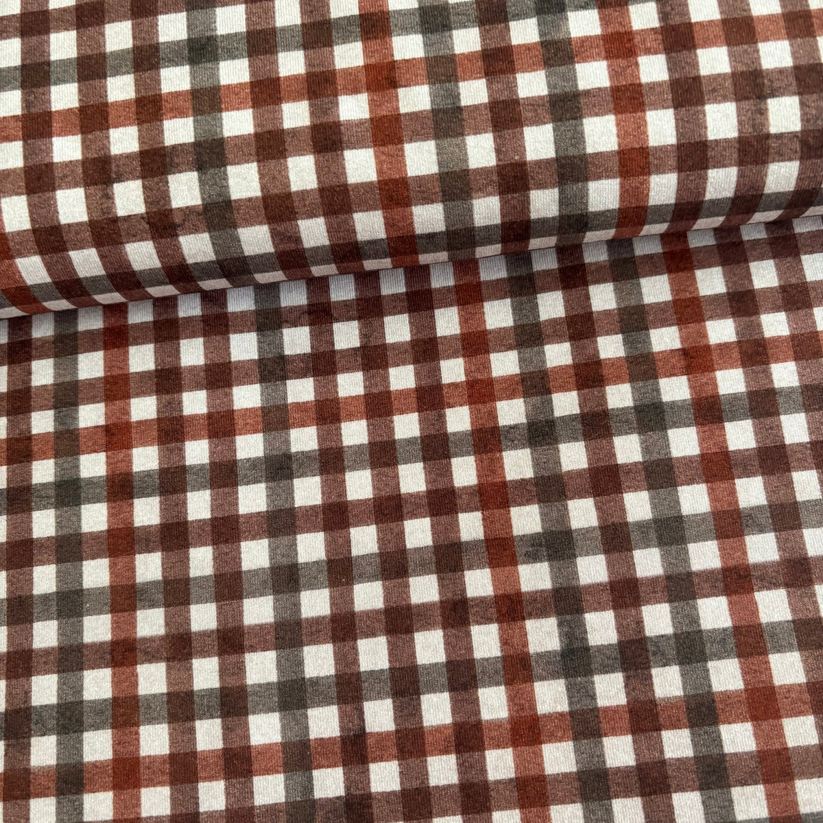 Cotton Jersey - Mini Brown Gingham