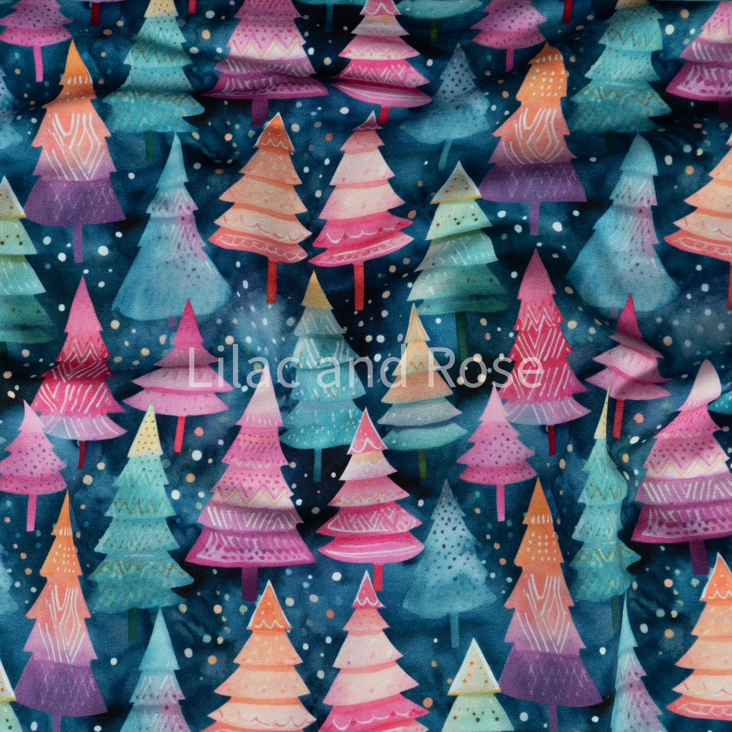 French Terry - Christmas Trees - Pink