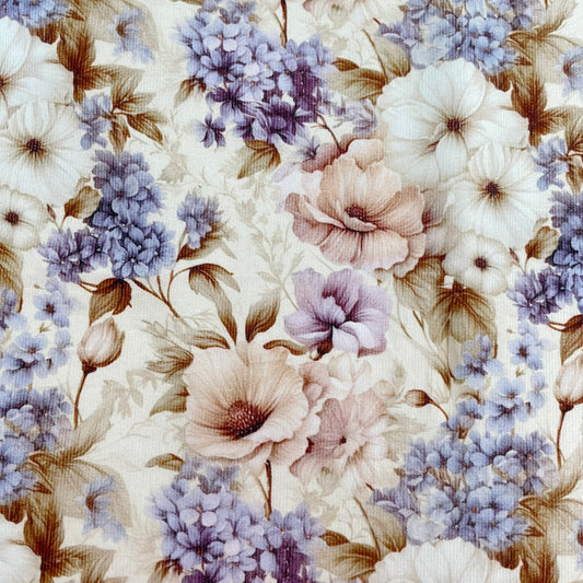 Remnant 95cm - Cotton Corduroy - Purple Vintage Floral