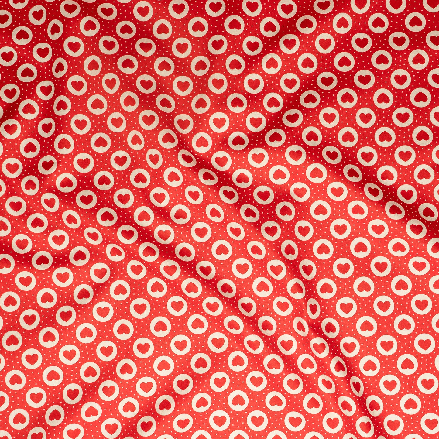 100% Cotton - Red Hearts