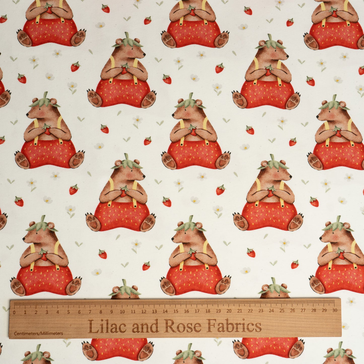 Remnant 66cm - Cotton Jersey - Strawberry Bear (Exclusive)
