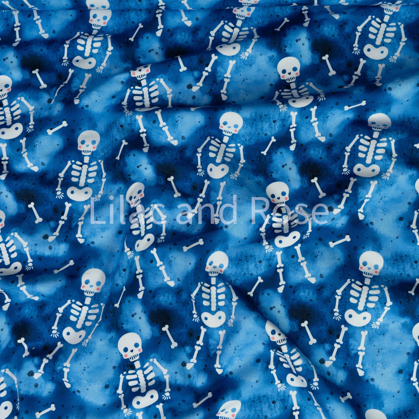 Cotton Jersey - Skeletons in Blue
