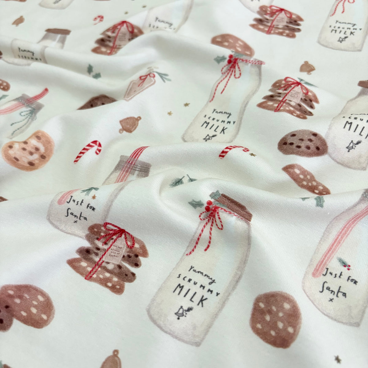 Cotton Jersey - Christmas Cookes and Milk
