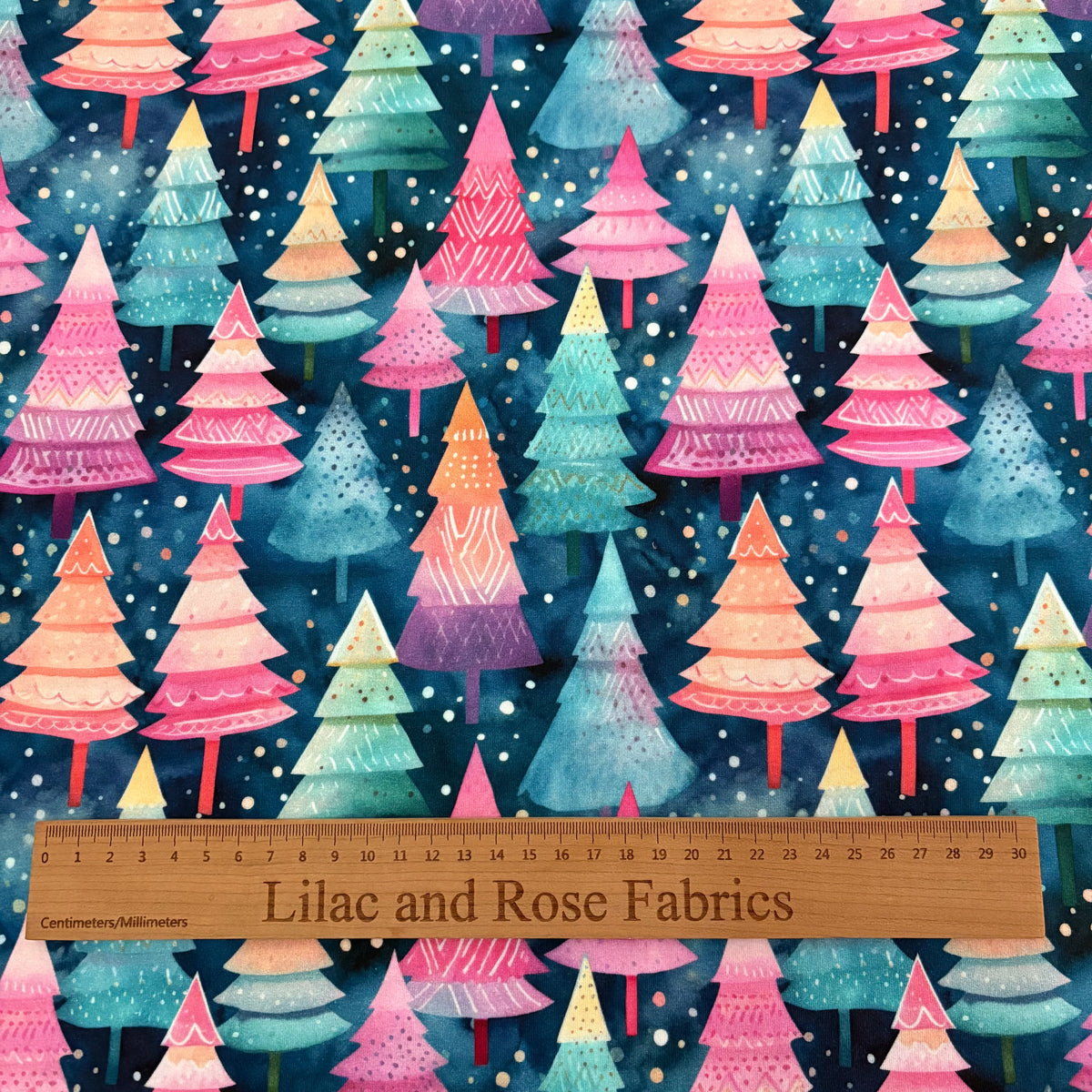Cotton Jersey - Christmas Trees Pink