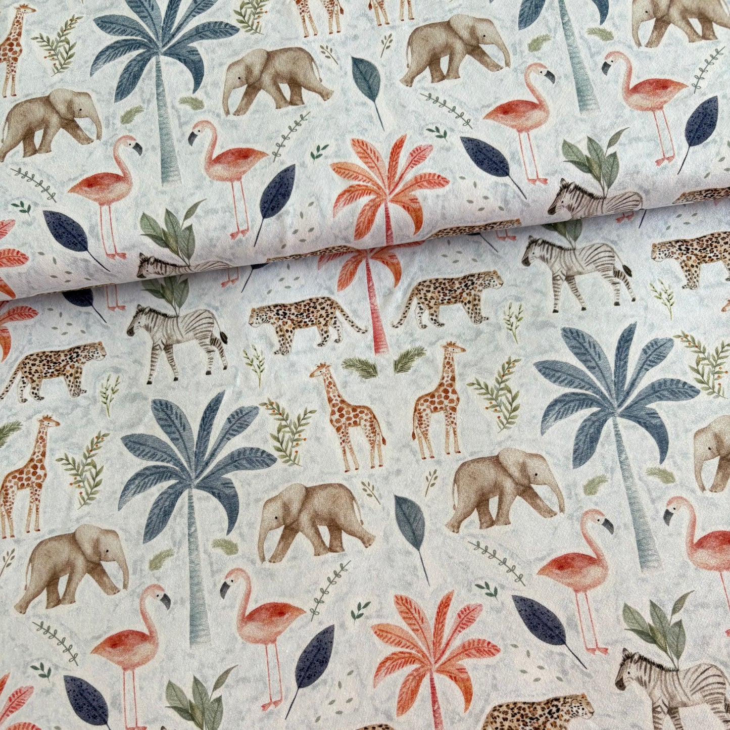 Cotton Jersey - Jungle Match - Cloud