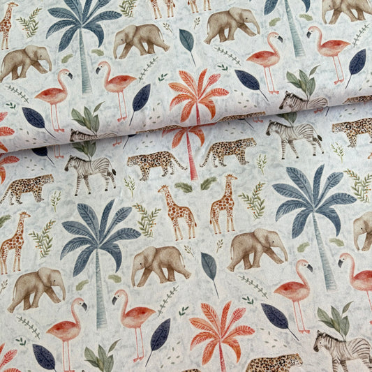 Cotton Jersey - Jungle Match - Cloud
