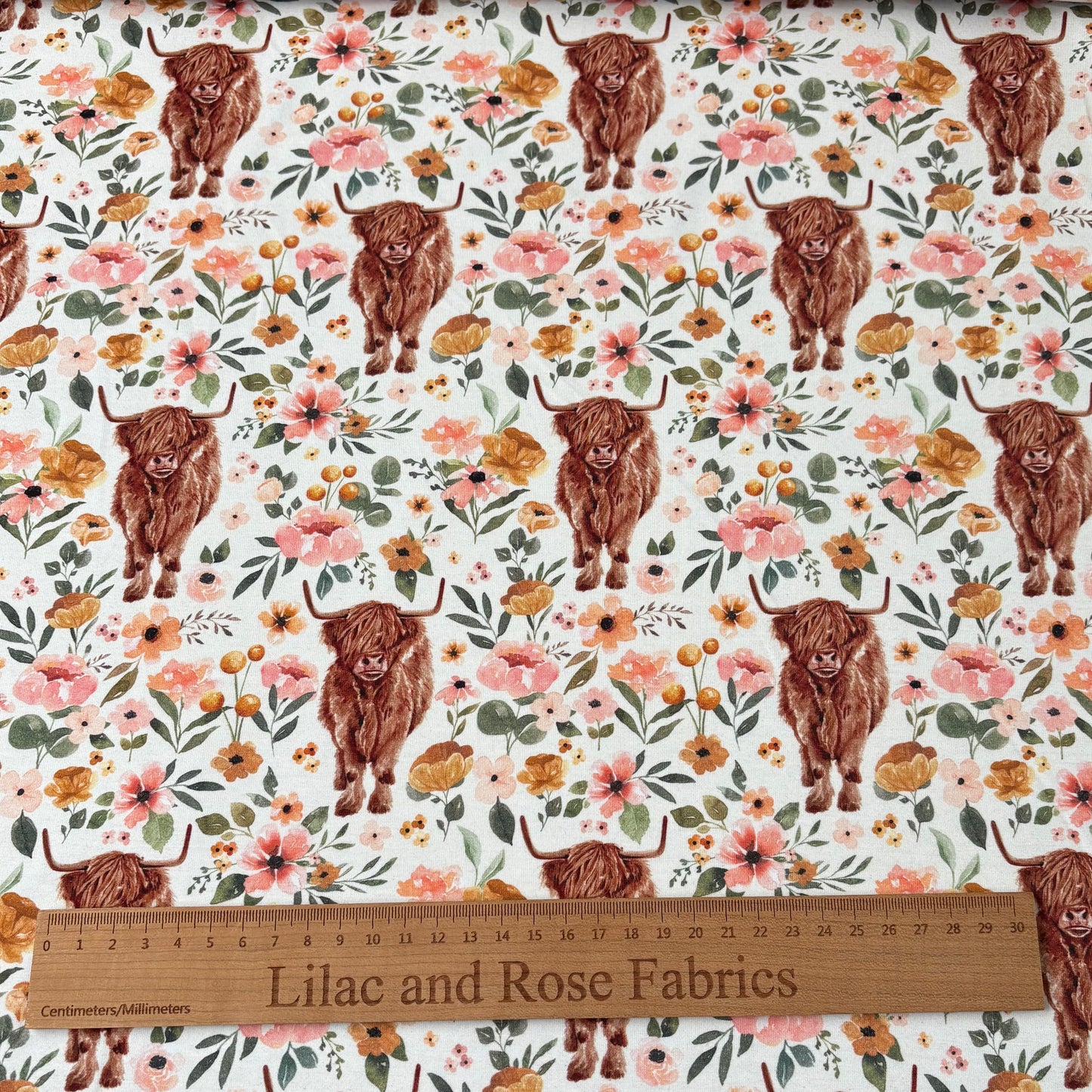 Cotton Jersey - Highland Cow Floral