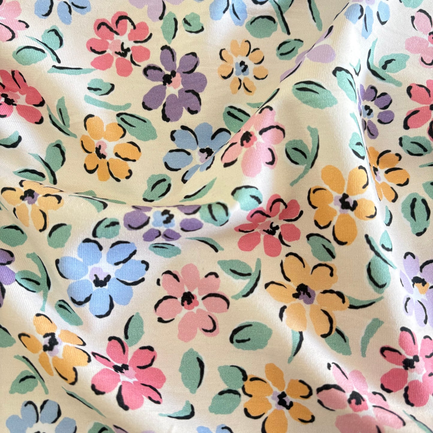 Cotton Jersey - Pastel Flowers