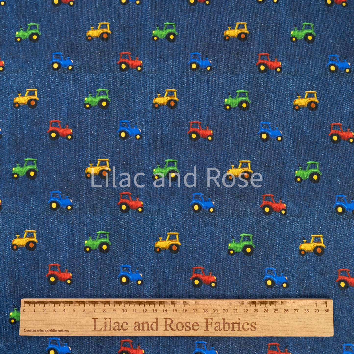 Cotton Jersey - Colourful Tractors - Denim