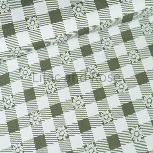 Cotton Jersey - Daisy Gingham Sage