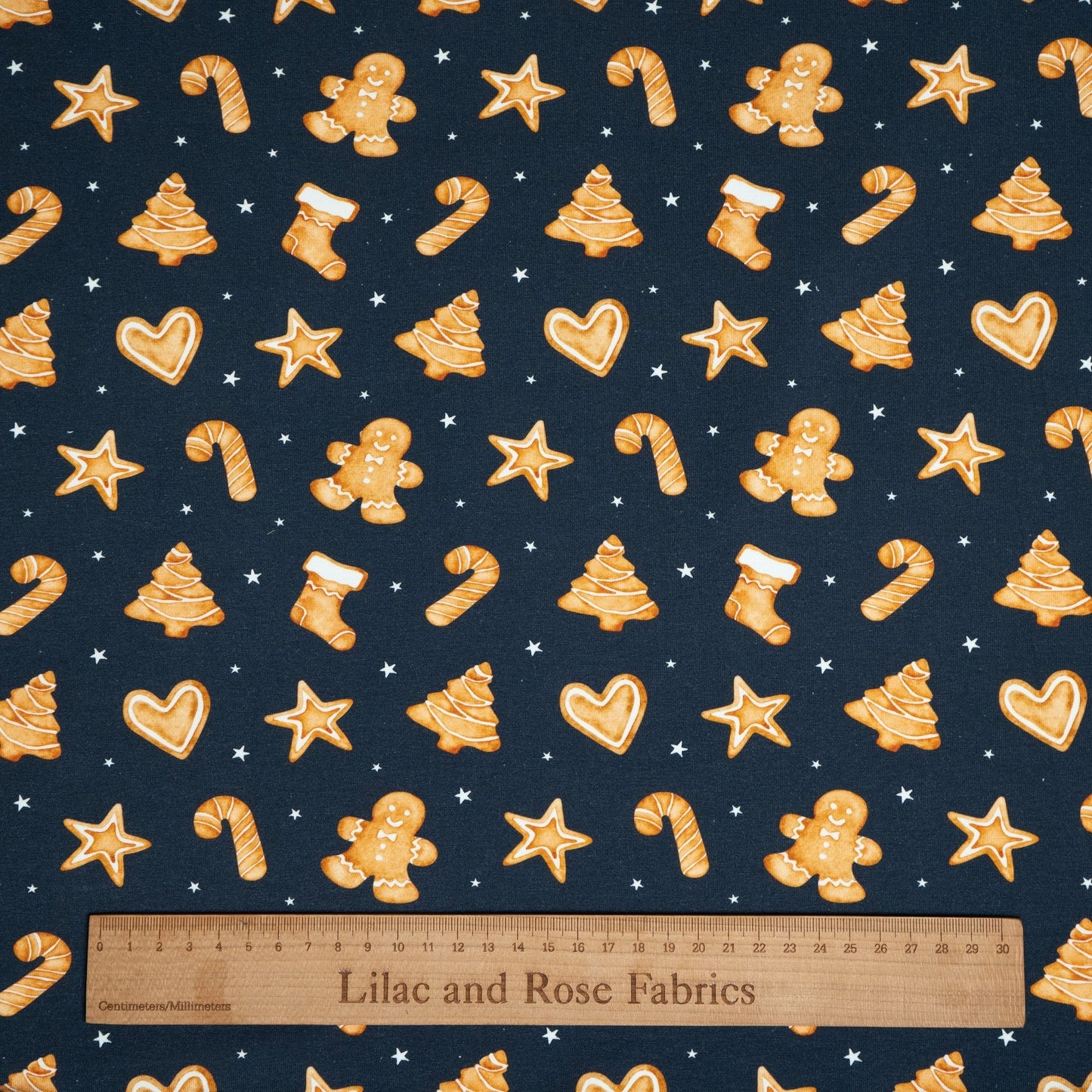 Remnant 79cm - Cotton Jersey - Christmas Gingerbread in Midnight (Exclusive)