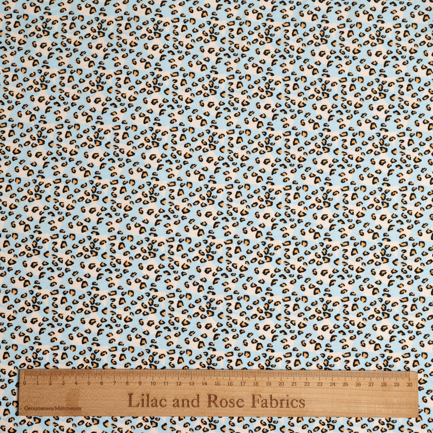 Remnant 40cm - Cotton Jersey - Blue Leopard Print