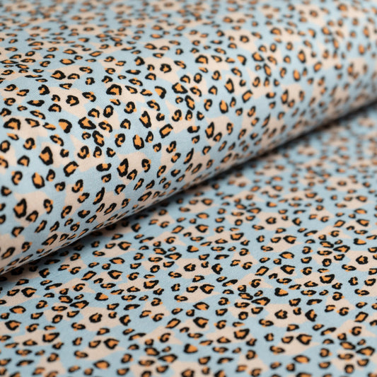 Remnant 40cm - Cotton Jersey - Blue Leopard Print