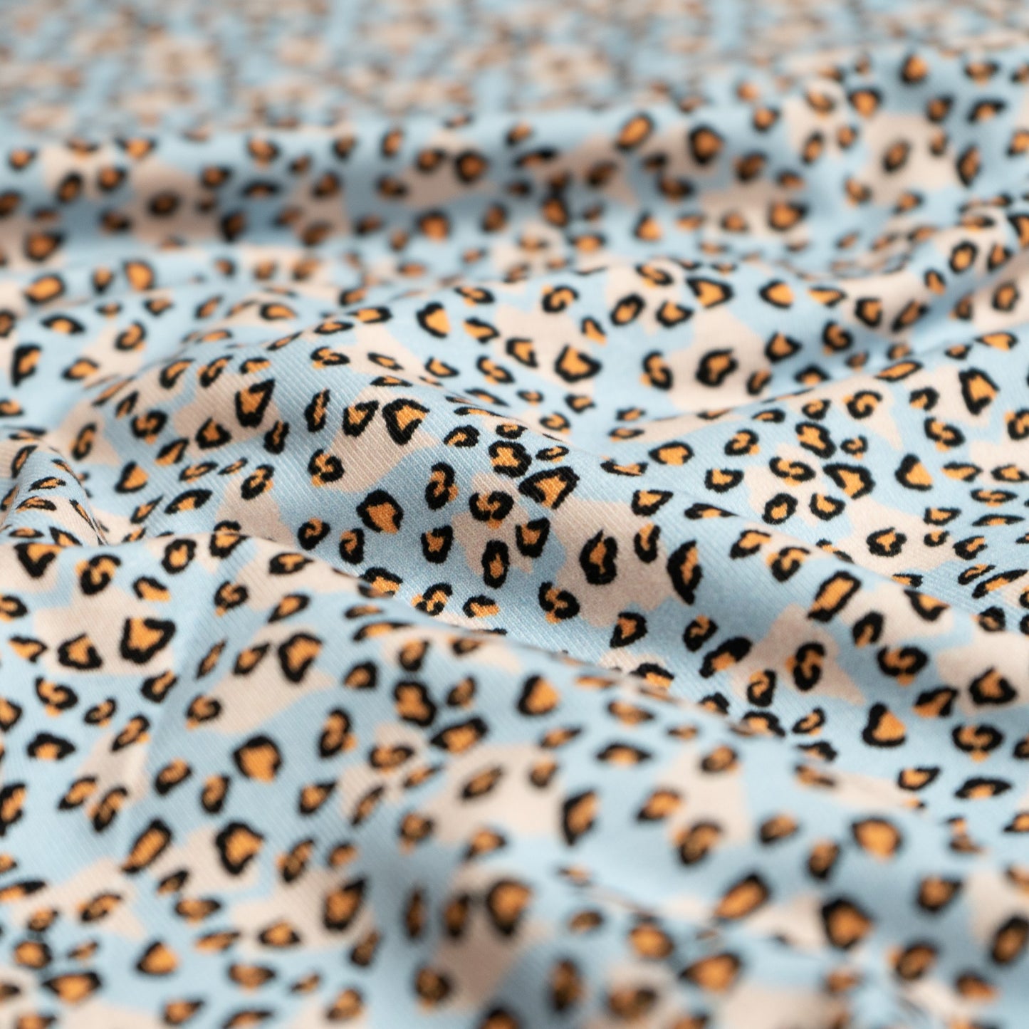Remnant 40cm - Cotton Jersey - Blue Leopard Print