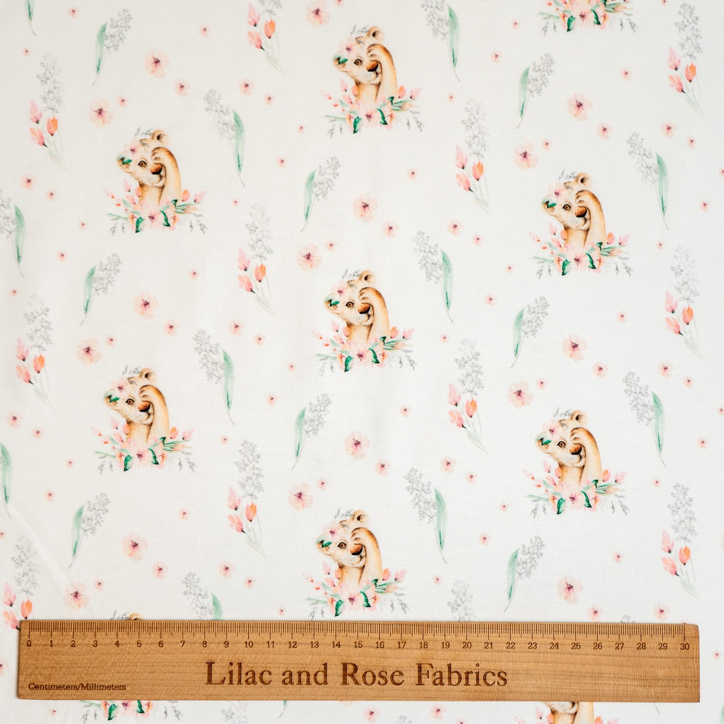 Remnant 70cm - Cotton Jersey - Lions and Flowers