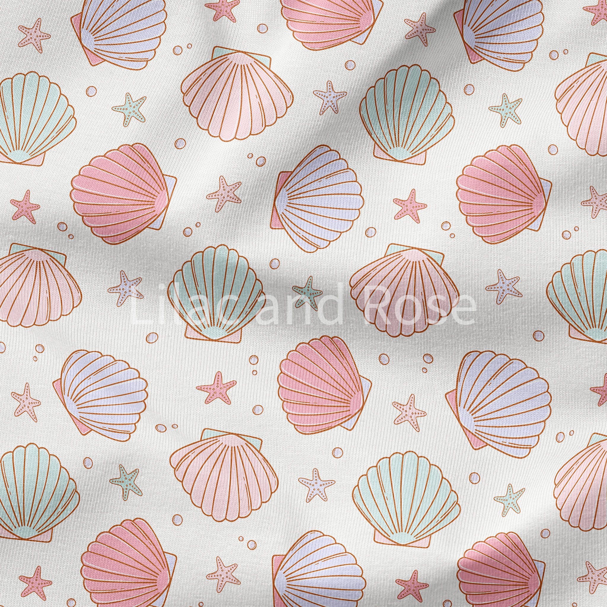 Shell Lilac PRE-ORDER - Pastel Shells – Lilac and Rose Fabrics