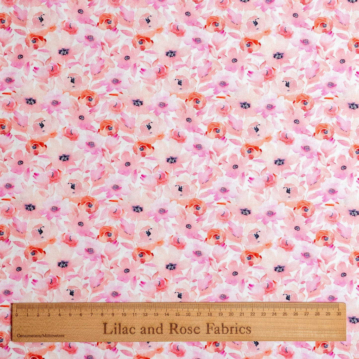100% Cotton - Pink Watercolour Floral