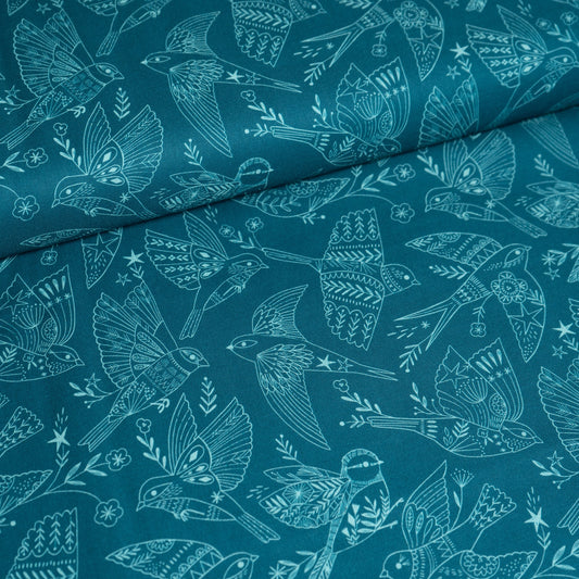 Remnant 21cm - 100% Cotton - Teal Swallows by Dashwood Studios
