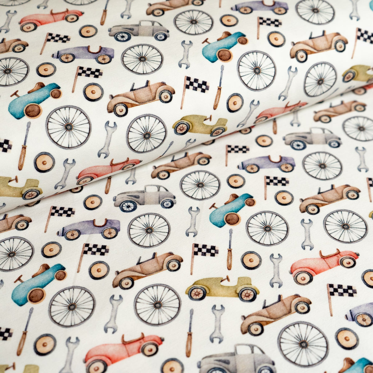 Remnant 50cm - Cotton Jersey - Vintage Cars